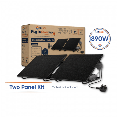 UKSOL Plug-In Solar Pro 890W, 2 Panel, Kit (with 800W Micro-Inverter)