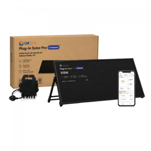 UKSOL Plug-In Solar Pro Compact 515W, 1 Panel, Kit (with 800W Micro-Inverter)
